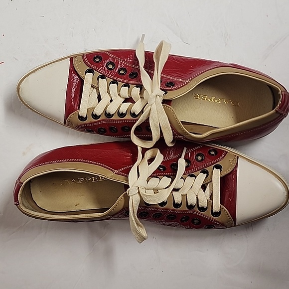 DAPPER Vintage RARE FIND, unique, pointed toe red & tan shoes. RETRO! 50's Sz 41 - Picture 9 of 11